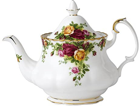 Royal Albert - Old Country Roses Teapot Gift - Vintage Serving Set for 4 Cups, with Bone China Medium Size Tea Pot - Floral Pattern, 0.8 Litres