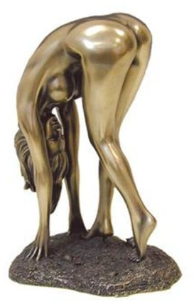 Naken kvinna figur på polerat brons polyresin golv 17 cm