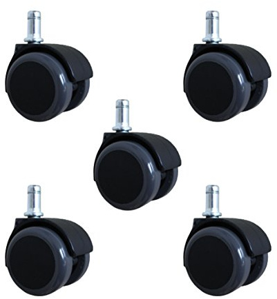 5 Stück 50 mm HARTBODENROLLEN Stuhlrollen Stift 10 x 22 mm