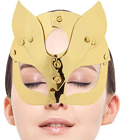 Cat Cosplay Kostüm | Halbmaske aus PU-Leder mit verstellbarer Schnalle | Neuheit Halloween Dress Up für Männer Frauen, hängende Gesichtsschutz für Wanddekorationen