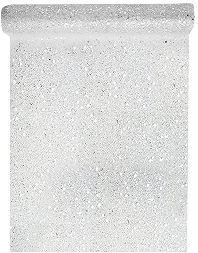 SANTEX 4446-4-30, Tischläufer Tüll glitter, Silber