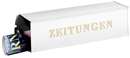 Burg-Wächter Zeitungsrolle mit Metall-Seitendeckel, Briefkastenergänzung, Eckig, Verzinkter Stahl, 808 W, Weiß (ähnlich RAL 9016)