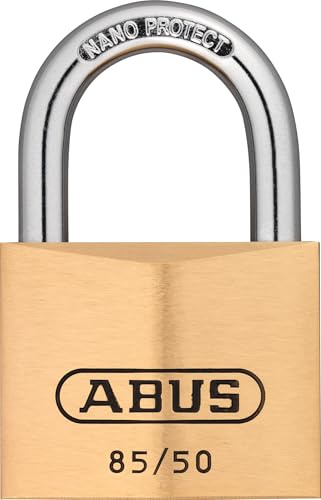 ABUS Vorhängeschloss Messing 85/50 - für Kellertüren, Schuppen u. v. m. - wetterfest - Messing-Schlosskörper - gehärteter Stahlbügel - ABUS-Sicherheitslevel 7 | Massiver Messing-Schlosskörper, gehärteter Stahlbügel mit Nano Protect - für Kellertüren, Schuppen & Spinde