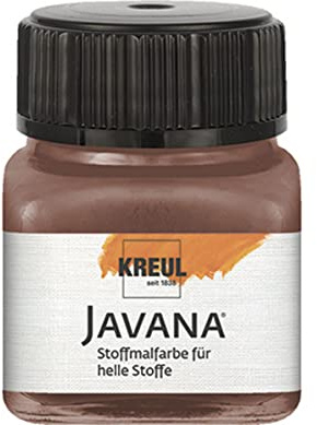 KREUL 90947 - Javana Stoffmalfarbe für helle Stoffe, 20 ml Glas in rehbraun, geschmeidige Farbe auf Wasserbasis mit cremigem Charakter, dringt fasertief ein, waschecht nach Fixierung
