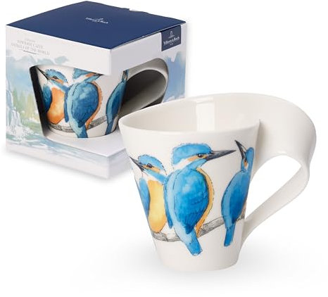 Villeroy & Boch NewWave Caffè Taza de café Colibrí, 300 ml, Altura: 11 cm, Porcelana Premium, Azul/Colorido