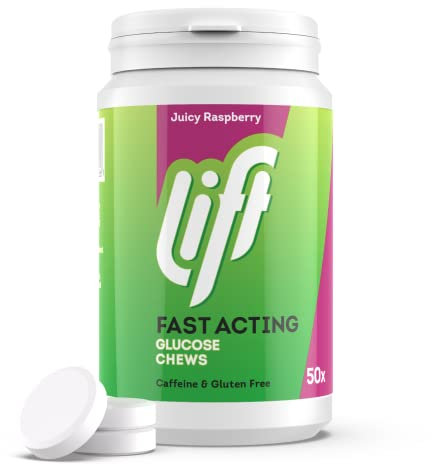 Lift Fast-Acting Glucose Chewable Energy Tablets, Raspberry, 6 Pack of 50-Tablet Tubs