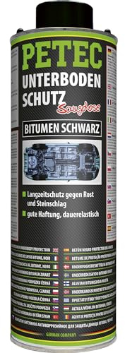 PETEC Unterbodenschutz Bitumen 1000 ml Steinschlagschutz Saugdose | Langzeit Rostschutz für Auto, Wohnwagen. Unterboden Schutz in schwarz Anti Rost Korrosionsschutz 73110