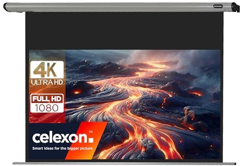 celexon HomeCinema Écran de Projection motorisé 80 | 180x102 cm 16:9 | Écran 4K, Full-HD pour Projections Home Cinéma et présentations Professionnelles avec vidéoprojecteurs | Montage Mural/Plafond
