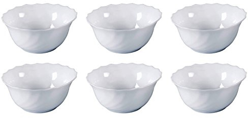 Luminarc Trianon E9672 Salad Bowl, Diameter 12 cm, Opal Glass, White, Set of 6
