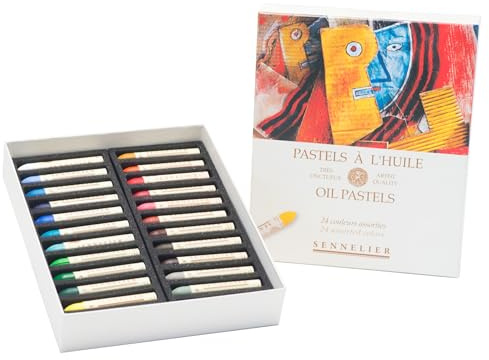 Sennelier Lot de 24 pastels à l'huile assortis, bois, verre, métal, 24 pièces