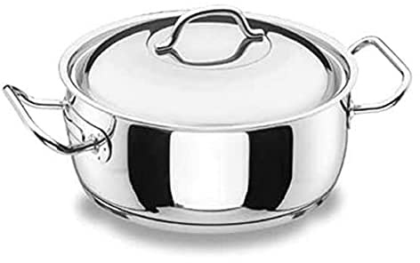 Lacor 72020 - Cacerola con Tapa Profesional 20 cm Acero Inoxidable | En acero inoxidable, para guisos y cocciones uniformes; ideal para cocina profesional y uso diario en casa, para el día a día