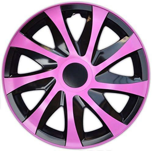 4 X Radabdeckungen Radkappensatz DRACO CS in 14 ZOLL Schwarz-Pink Farbe