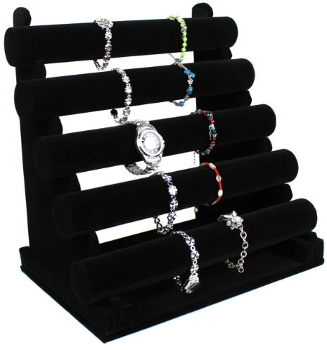 Yudu Schmuckständer mit abnehmenbar 5 Rollen für Uhr Armband Kette Samt schwarz
