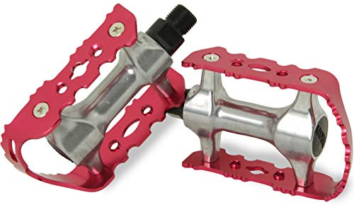 MTB Pedale aus Alu Anti-Rutsch Fahrradpedal Paar 9/16 Gewinde für Mountainbike/E-Bike/Trekking/City Fahrrad Pedal Set Aluminium Fahrradpedale Pedals Fahrrad Fahrradpedalen rutschfest Magentarot