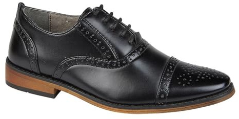 Goor Isaac herr PU snörning Oxford Brogue skor svart, - Svart - 8 UK