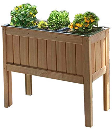Gartenpirat Hochbeet Kräuterbeet aus Lärchenholz 100x37x80 cm Kräuter Gemüse Blumen für Balkon