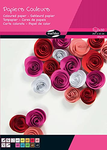 Clairefontaine Maildor 26502C Tonpapier (Block mit 30 Bögen, 120g, DIN A3) 1 Block, in 10 Farben sortiert