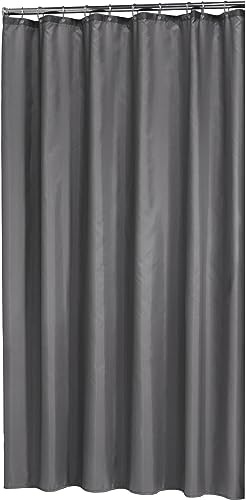 Sealskin Madeira Textil Duschvorhang, für Badewanne und Dusche, wasserabweisend, waschbar, Badezimmervorhang aus 100% Polyester, Farbe: Grau uni, B x H: 240 x 200 cm
