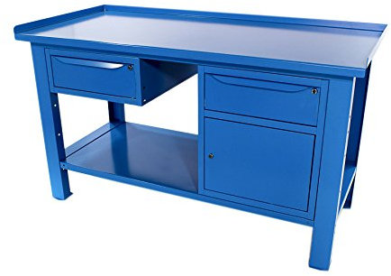 SOGI X3B-10_e BANCO DA LAVORO L 1,5 MT CON PIANO IN ACCIAIO + CASSETTO + ANTA E CASSETTO SERIE PROFESSIONALE INDUSTRIA
