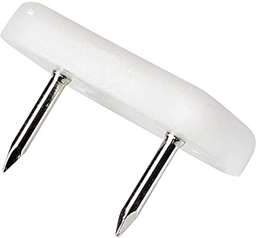 Adsamm® / 32 x Kunststoffgleiter mit 2-Nägel/Weiß / 18x30 mm/rechteckig/Möbelgleiter mit Nagel/Möbel- und Bodengleiter