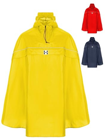 HOCK Fahrrad Regenponcho mit neuer Kapuzenform - Fahrradponcho Wasserdicht mit Reflektoren - Herren Damen Regenschutz - optimales Regencape zum Mitnehmen für alle Biker - Gelb - XXL