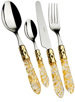 Casa Bugatti ALD1G-S4250 - ALADDIN GOLD manche doré - Ensemble de couverts, 24 pièces dans un paquet cadeau
