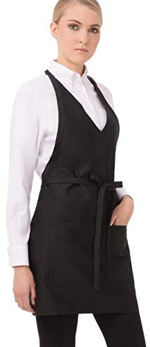 Chef Works Unisex V-Neck Tuxedo Apron, Black, One Size