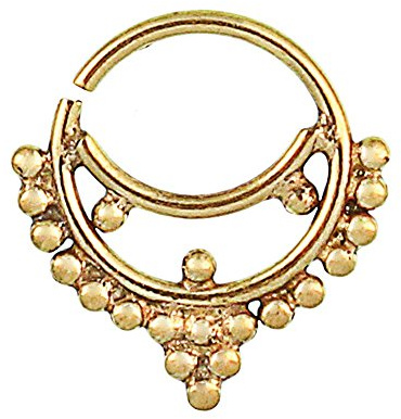 Chic-Net Nasenringe Sichel Punkte Messing Tribal antik golden nickelfrei Septum Piercing Nase exotisch Brass