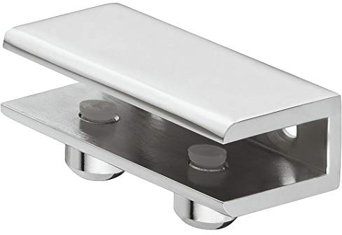 Gedotec Glasbodenträger Chrom poliert - Wand-Halterung | 1 Stück Klemmtablarträger - Glastablarträger | Tablardicke 8-10 mm | Halterung für Regalbrettern | Befestigung - Regalbefestigung