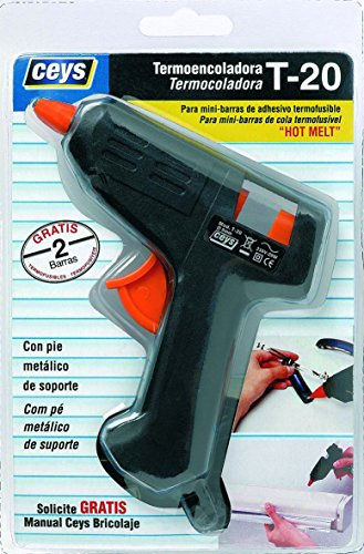 Ceys - Pistola de pegamento en barra - Termoencoladora para mini barras de adhesivo - Con boquilla antigoteo - Incluye dos barras de pegamento adhesivo