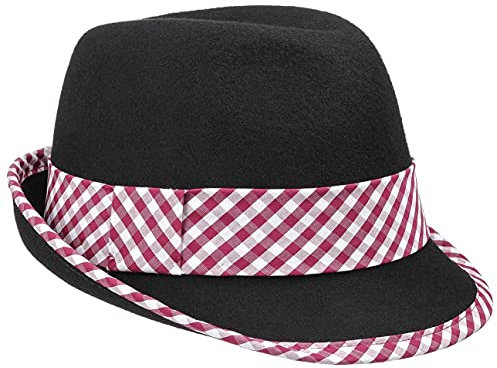 Hutshopping Wollfilzhut Herren Trachtenhut mit Karoband Almhut Oktoberfesthut (59 cm - pink)