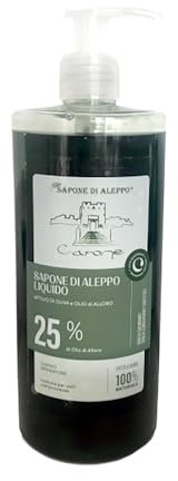 CARONE COSMETIC 1 x 400 ml Sapone di Aleppo Liquido con 25% di Olio di Alloro – Sapone Liquido Mani – Sapone Liquido Corpo – Sapone naturale – Per Uso Quotidiano - Made in Turchia