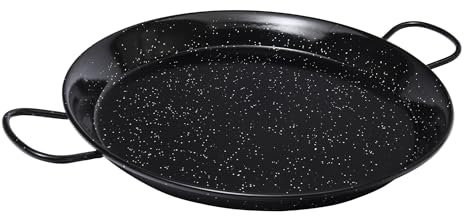 VAELLO - Plat à Paella en Métal Émaillé - Plat de Cuisson Résistant - Accessoire Cuisine Extérieure Facile à Nettoyer - Poêle à Paella à 2 Poignées, Ø 40 cm