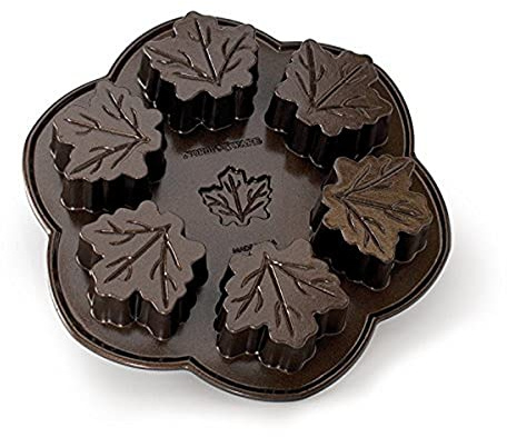 Nordic Ware Herbstblätter-Muffins, braun, Aluminium, 6 Formen, Antihaft, NW 56548