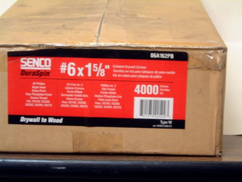 SENCO 06A162PB Duraspin Collated Drywall Screws, 1 5/8 4,000 Ct. Box