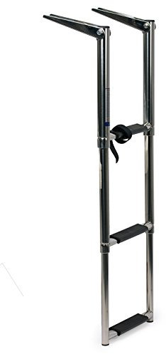 wellenshop Edelstahl Teleskop-Badeleiter 3 Stufen, 86 cm Länge Bootsleiter