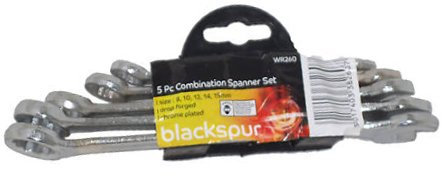 Blackspur 5pc Combination Spanner Set (8mm, 10mm, 12mm, 14mm, 15mm)