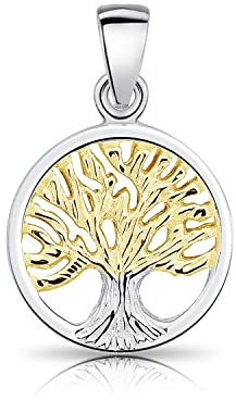 DTPsilver® Ciondolo Celtico Bicolore in Argento 925 e Placcato in Oro Giallo - Ciondolo Albero della Vita