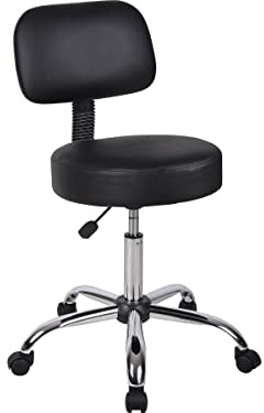Boss Office Products B245-BK Be Well Medical Spa Hocker mit Rückenlehne, Schwarz