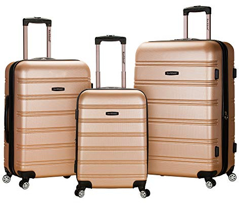 Rockland Melbourne Hardside 3 Piece Expandable Spinner Wheel Luggage Set, (20/24/28), Champagne