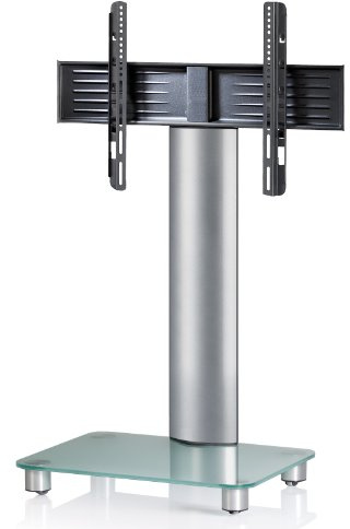 TV Standfuß 32-70 Zoll | VESA max. 600x400 | Fernseh Ständer aus Alu und Glas | TV Ständer Maße ca. H. 100 x B. 60 x T. x 44 cm | Fernsehstand Tosal