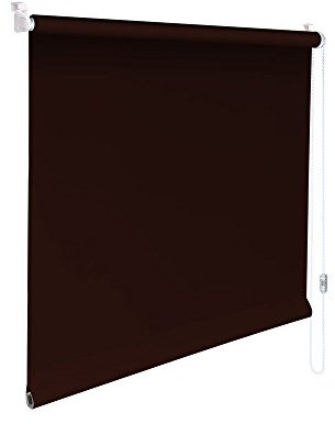 Original Easy-Shadow Mini Klemmfix Rollo Stoffmaß Breite 57 x 70 cm Höhe - DUNKELBRAUN lichtundurchlässig Verdunkelung Verdunkelungsrollo Kettenzugrollo Seitenzugrollo Mini-Rollo mit Kettenzug - Minirollo Klemmrollo ohne bohren inklusive Klemmträger Easy&Fix - Maßanfertigung