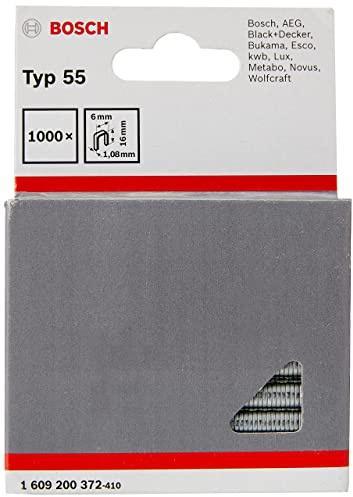 Bosch 1000x Schmalrückenklammer Typ 55 | Länge 16 mm, Professional Zubehör Kabelloser Hefter, Handtacker
