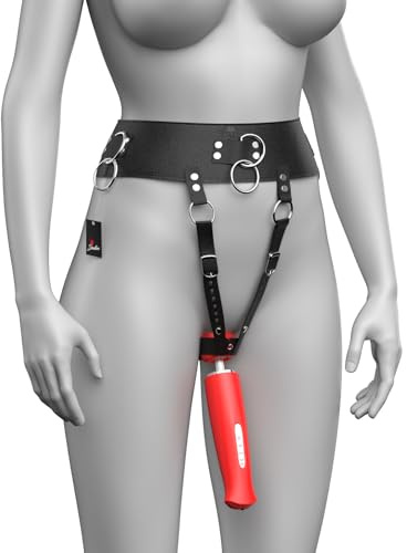 Vibrator Gurt Leder Harness – Vibrator Halterung für Zauberstab, verstellbarer Strap-On Gürtel, Bondage Zubehör, freihändige Nutzung
