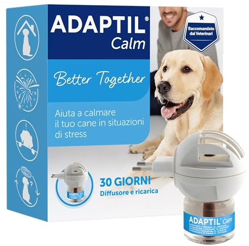 ADAPTIL® Calm – Calmante per Cani Diffusore + Ricarica da 48 ml - Feromoni Tranquillanti Antistress per Cani Iperattivi, Ansiosi, Rilassamento per Cani Momenti Stressanti