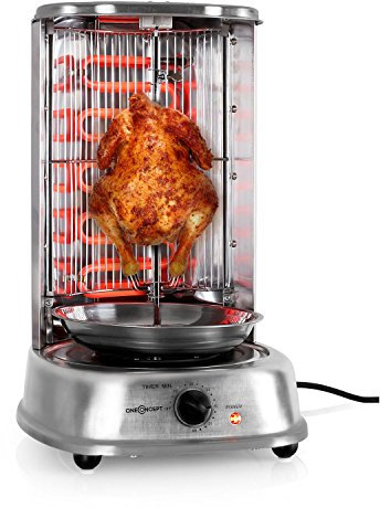 oneConcept Kebap Master - Dönergrill, Hähnchengrill, Gyrosgrill, Vertikalgrill, Drehgrill mit Drehspieß, Elektro-/ Tischgrill für zu hause, max. Leistung: 1800 W, 360° Hitzeverteilung, silber