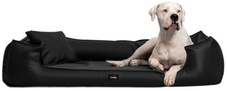 tierlando® Orthopädisches Hundebett Goofy Easy Clean aus Kunstleder mit Matratzenschoner, für mittelgroße und große Hunde Größe: 110x90cm Farbe: 03 Schwarz
