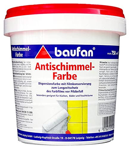 Baufan Schutzfarbe 750 ml | mit Langzeit-Schutzfilm | hohe Deckkraft | für innen | scheuerbeständig | für schimmelgefährdete Oberflächen