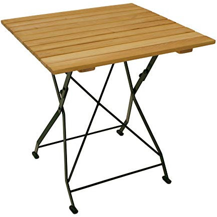 DEGAMO Klapptisch Gartentisch Bad Tölz 70x70cm, Gestell Stahl grün + Robinienholz, klappbar, Outdoor