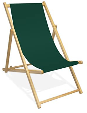 MultiBrands Liegestuhl, Holz, ohne Armlehne, klappbar (Tannengrün)
